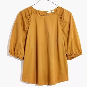 MADEWELL GATHERED BALLOON-SLEEVE TOP